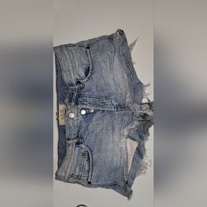 We The Free Blue Distressed Denim Shorts